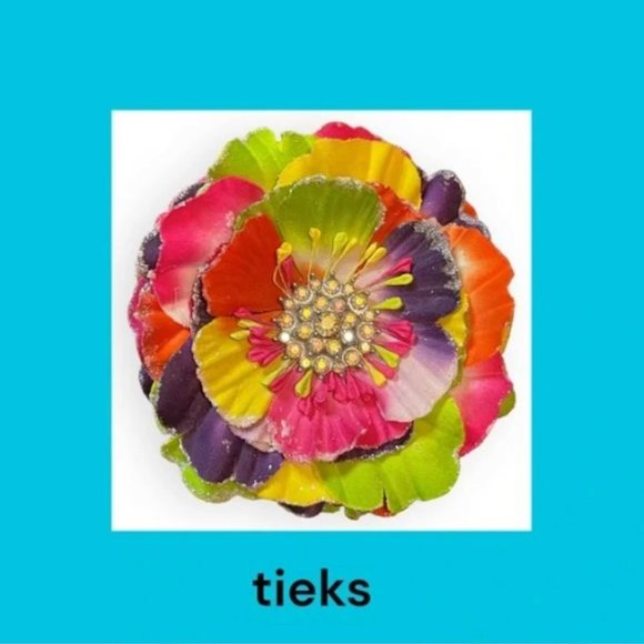 Tieks Neon Flower Box Topper - Multiple Neon Colors, Faux Jeweled Center - Picture 1 of 3